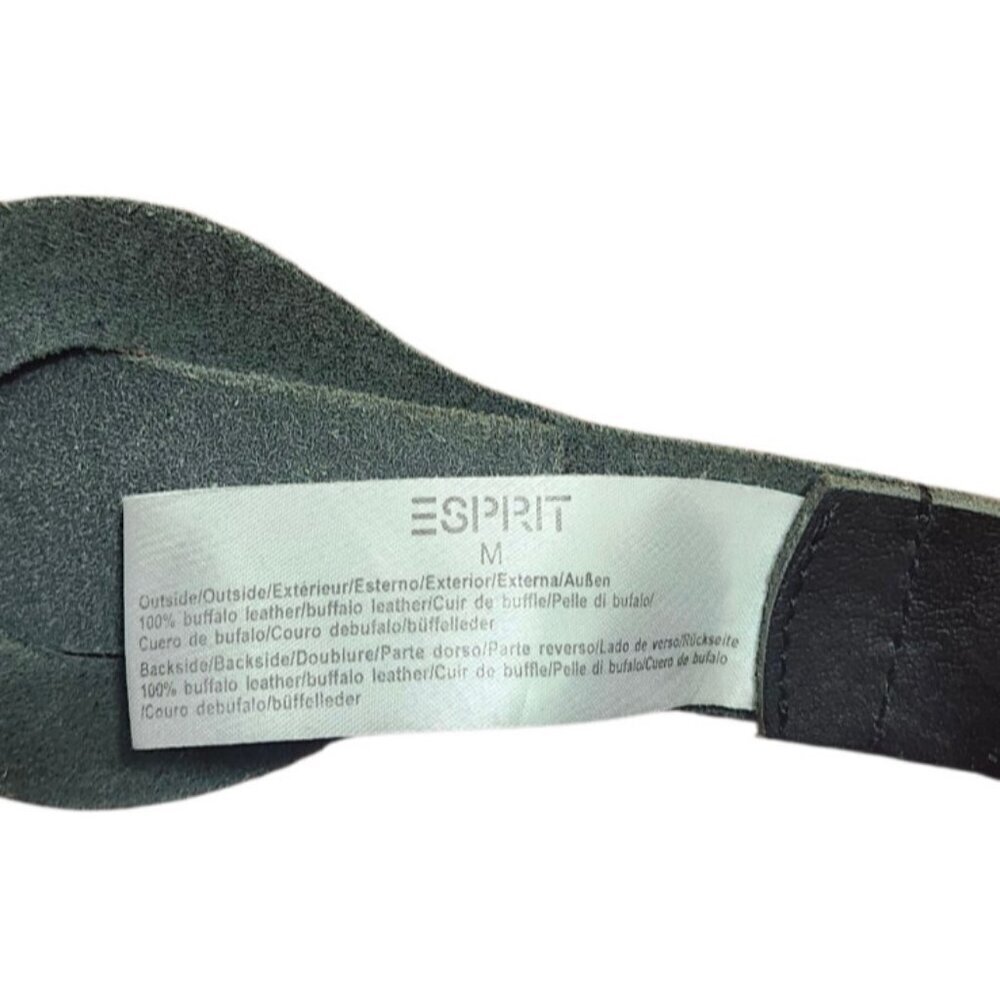Esprit Women’s Black Buffalo Leather Braided Belt Size M Vintage Style Ring Buck - Picture 7 of 9